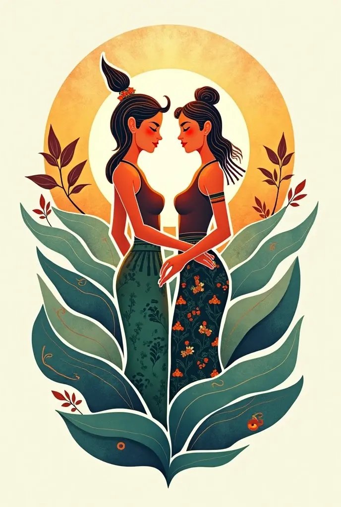 Logo representing indigenous and quilombola engravings and drawings about friendship between children