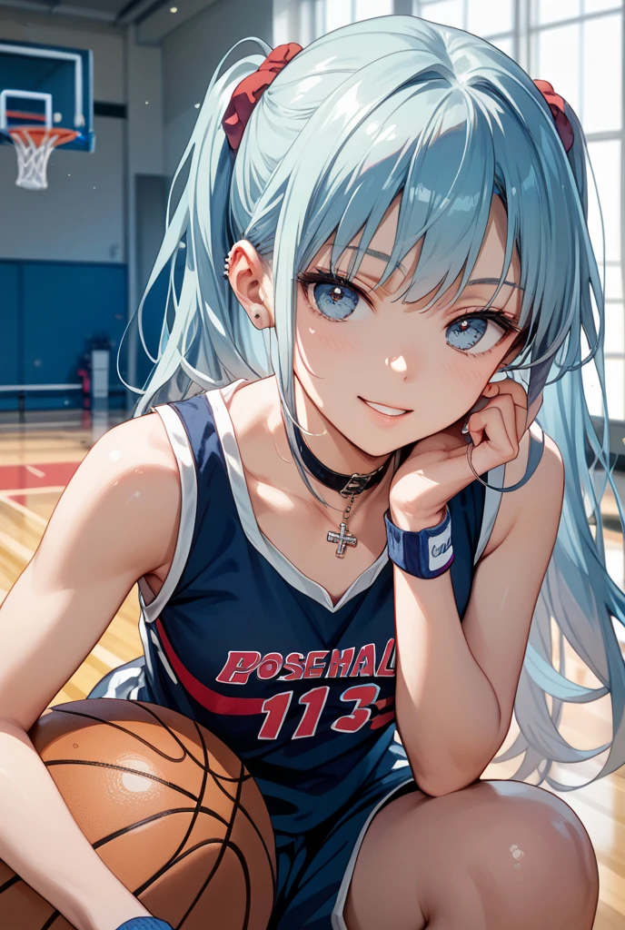 (8k, masterpiece), high resolution, high quality (best quality), very detailed, bulma, looking at you, seductive look, sexy smile, volleyball uniform, looking at you, seductive look, sexy smile, spectacular dynamic lighting, beautiful eyes, delicate face, detailed skin, detailed breasts, Eyes,Beautiful eyes