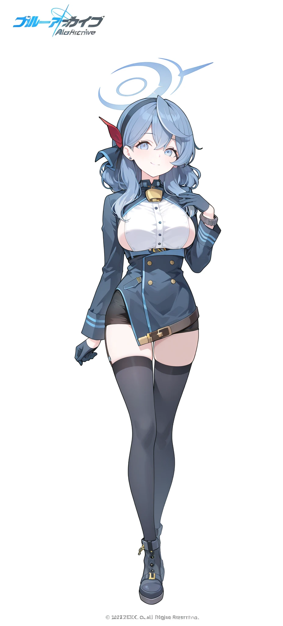 masterpiece,best quality,1girl, furina \(genshin impact\), genshin impact, cowlick, blue jacket, simple background, open mouth, streaked hair, upper teeth only, solo, long hair, light blue hair, white background, smile, white hair, ahoge, long sleeves, hair between eyes, (((skirt suit))), (((three-piece suit))), (((dress shirt))), (((necktie))), (((blazer))), (((black lapel))), (((suit jacket))), ((white waistcoat)), double-breasted waistcoat, (((bodycon miniskirt))), pocket square, cufflinks, tie clip , tailored suit,