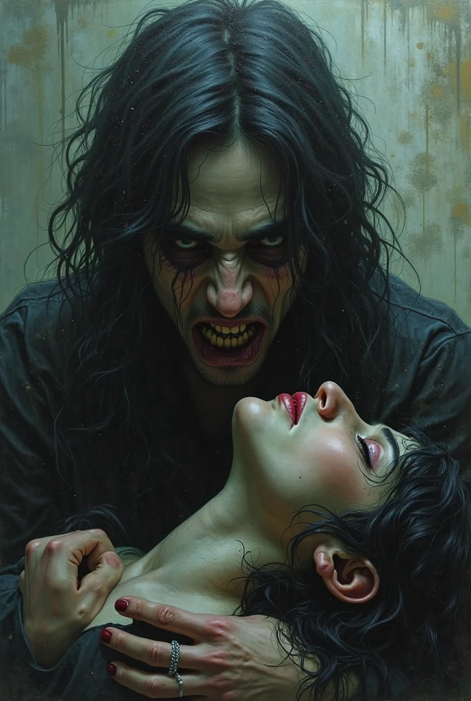 With a quick movement, the witch digs her claws into the man's arm, blood runs through her fingers as he screams in pain."