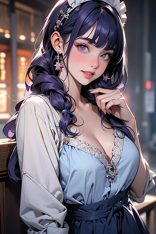 8K picture quality、top-quality、masutepiece、An ultra-high picture quality、ultra-detailliert、Ultra-realistic hair quality、Vibrant colors、Beautuful Women、Beautiful long hair、Shiny hair、detailed hairs、white hairs、poneyTail、purple eyes、shinny skin、Lace underwear、Very gigantic-breasts、Sweat on the forehead and cheeks、extremely big ass、Fluffy off-shoulder yukata、A smile、soft pink lips、Ultra-realistic flesh feeling、Red cheeks、summer festival in background
