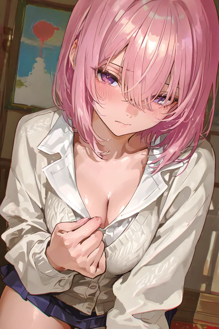(((((Best Quality, 8K, 32K, masterpiece, 1.2)))),{{solo}},((nsfw:1.5)),{{{Character reference: ToLove Ru's Momo:1.2}}},((bob hair style)),((perfect beautiful face:1.2)), in love hotel, wearing virgin destroyer sweater , netorare, netorare face, spreading pussy with fingers, embarrassed, high quality of vagina, vivid pussy,((a lot of public hairs:1.4)),