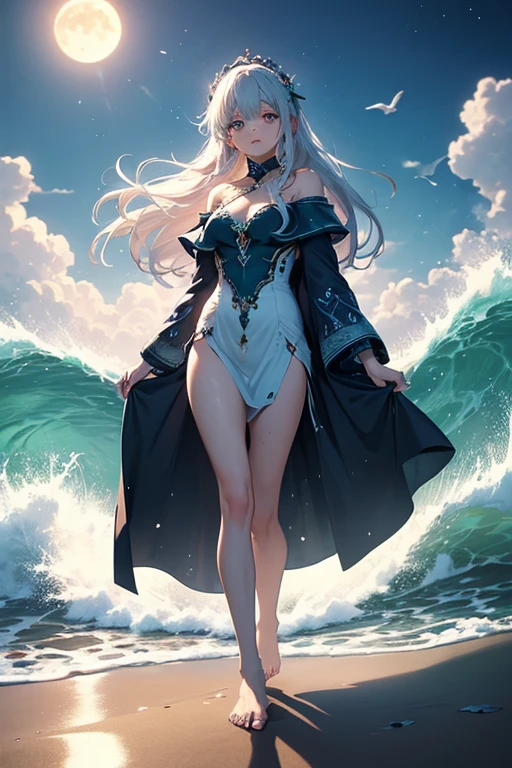 Best quality,navel,比基尼,hand on her own chest,The halo,Full body lesbian,Big blue eyes,Raised sexy,8K,,Bess,On the beach,lace panty hose,with her mouth open,Open your legs,可爱的Bigchest鼻子,可爱的Bigchest,The mouth is relatively large,The legs are relatively long,Bigchest,The eyes are relatively large,Long gray hair,The eyeballs are relatively large,sparkle in eyes,Naked foot,The nose is relatively large,white color hair,no shoe,Pretty big breasts,比基尼,at a forest,legs long,可爱的Bigchest脸,Vaginal thrust by,Fixed in a running position by a little boy,A little boy is watching,把时间停止定住了可爱的Bigchest少女,collars,Give it to me below,lace panty hose