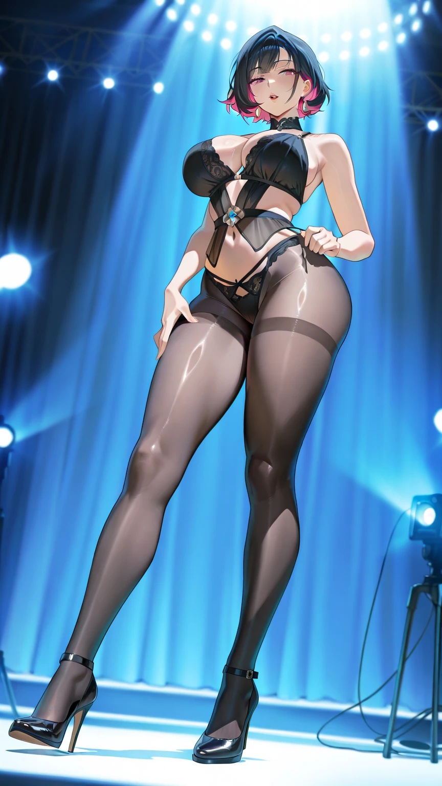 Caitlin Dev 1, as a swimsuit model, Realistic pictures, (((Catwalk))), (confidence), ((Catwalk背景)), (Bikini), (woman), ((Sexy face)), ((Detailed student)), ((Perfect eyes)), (revealing clothing), Extremely detailed, Wheels within wheels, Brushstrokes, ((The Art of Bastien Lecuff-Derham)), 8k wallpaper, Nikon, Popular on artstationh, Popular on CGSociety, midjourney&#39;s Artwork, (Sexy)，Pregnant women，Crowd outside the stage，encircle，一群Pregnant women走T台，Large Breasts，cleveage