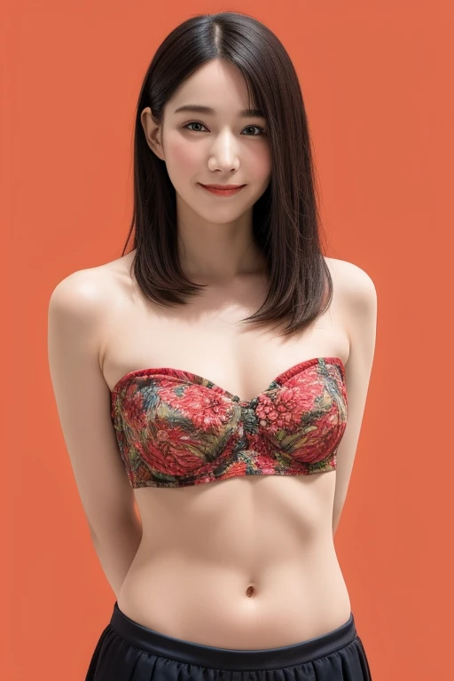 ((((((17 years old))))))、(((A charming face)))、(((Young face)))、(((beautiful girl)))、(((A beautiful woman)))、Beautiful woman、Cute woman、((Innocent face))、((Smile))、((Ultra-detailed face))、((Detailed lips))、((Detailed eyes))、((double eyelid))、(((Beautiful Face)))、(((Beautiful, well-shaped eyes)))、(((Beautiful, well-shaped lips)))、Very Short Hair、ponytail、Pixie cut、BREAK、BREAK、(((Wearing lacy underwear)))、(((Wearing orange underwear)))、BREAK、8 heads、(((slender)))、(((Slim body)))、(((Thin body)))、(((Slim woman)))、(Flat Chest:1.5)、BREAK、Photographic quality、Natural light、(フォトRealistic:1.4)、(Highest quality:1.2)、(Ultra-high resolution:1.2)、8K、RAW Photos、Realistic、High Detail、Film Grain、Detail Skin、Symmetrical、Delicate skin、Real human skin、pores、Super detailed、Detailed、(masterpiece : 1.2)、Thin face、Sharp Face、Small Face、Small face、Narrow shoulders、Small shoulders、Small shoulders幅、Slim shoulders、Narrow shoulders幅、Beautiful Japanese Woman、Beautiful Korean Woman、Slim womanモデル、Young Gravure Idol、Realistic young gravure idol、Young Sensual Gravure Idol、Young Pretty Gravure Idol、Japanese Model、Young Gravure Idol、((From the knee up)) 、(arms behind back:1.3)
