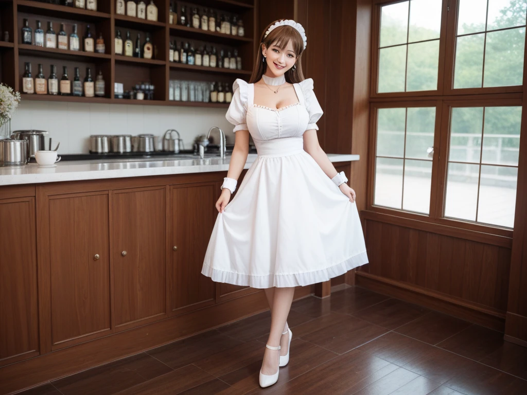 Lolita　Bob　Big Tits　White dress　smile　Blushing