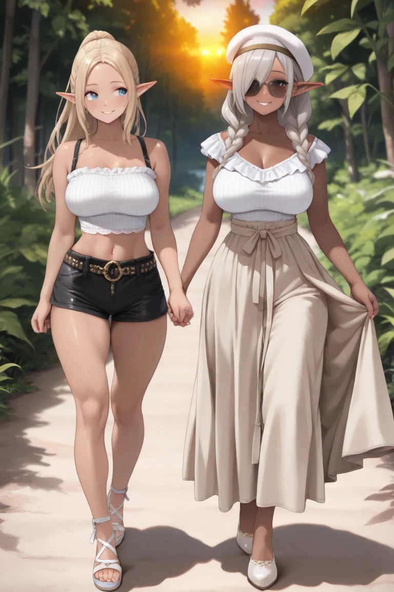 Light skinned African American women, fluffy big curly afto, glasses, cute face card, big mommy milker , Juicy big ass, wearing white colored t-shirt, Tan colored cargo pants, transparent colored high heels, in scary cave