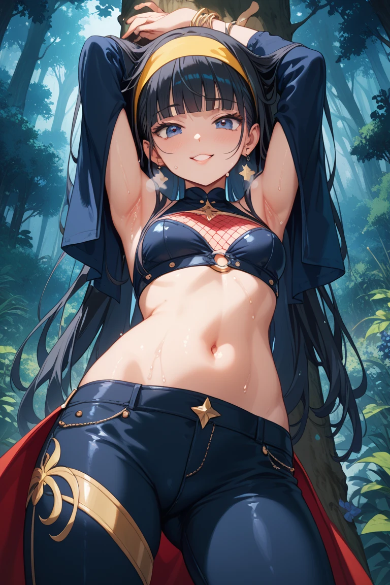 One Girl, A girl is posing for a photo, pretty girl, Enchanting girl, Beautiful Anime Girls, (((A young, short 5-year-old girl))),
((Black Hair, Bangs that expose the forehead:1.4, Very short back hair:1.4), (blue eyes)), BREAK
(Skimpy(Gold ornament on a black background)Armor of:1.4 + belly button:1.4 + (Gold ornament on a black background)Gauntlet of:1.4 + (Gold ornament on a black background)Armor ofの肩当て:1.4 + Armor shin guards:1.4, Armor boots + red cape), BREAK (Gold headband:1.4, Wears a shield embedded with a red gem, Holding the hilt of a sword),
((Gold hoop earrings)),
BREAK Sensual,((Small breasts)),
BREAK
(Beautiful Hair, Shiny Hair, Shiny Hair)),
(Double eyelids, Long eyelashes),
(Expression of fine eyes, Beautiful and delicate eyes, Sparkling eyes, Eye Reflexes),
(Beautiful Nose,Thin Nose), (Human Ear),
(Glossy Lips, Beautiful Lips, thick lips),
(Symmetrical facial features, Perfect Face), (Beautiful breasts), (Detailed skin, Oily skin, Textured skin, Glowing Beautiful Skin),
BREAK
(((Embarrassed)),
BREAK
((Fantasy World:1.4, night + I can see the stars and the moon + Castle Garden:1.4, Facing the viewer:1.4)), ((Angle from the front, Cowboy Shot:1.4)),
BREAK
((Ultra-high resolution)), (((masterpiece))), (((highest quality))), ((8k)), (Attention to detail), (Beautiful sparkle), (High detail), (Anatomically correct)),
((Realistic)), ((The best CG)), Highly detailed art, CG illustration, ((Line art)),