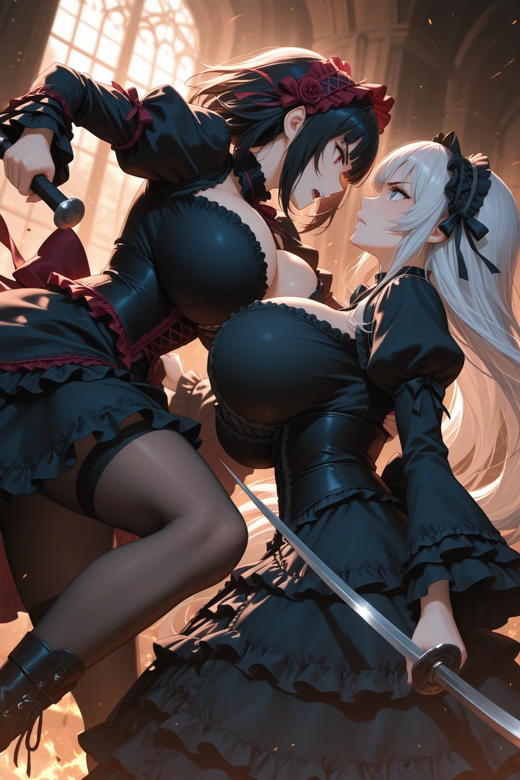 The unpleasant smile of a girl who loves knives in a school classroom、Niccoli holding a knife in one hand、Psychopath horror、Bloody、Drops of blood、Camel Toe、Giant tit、Nipple Puffs、Cleavage、Plump、Super big breasts、Super big butt、Stained with blood、Jack the Ripper
