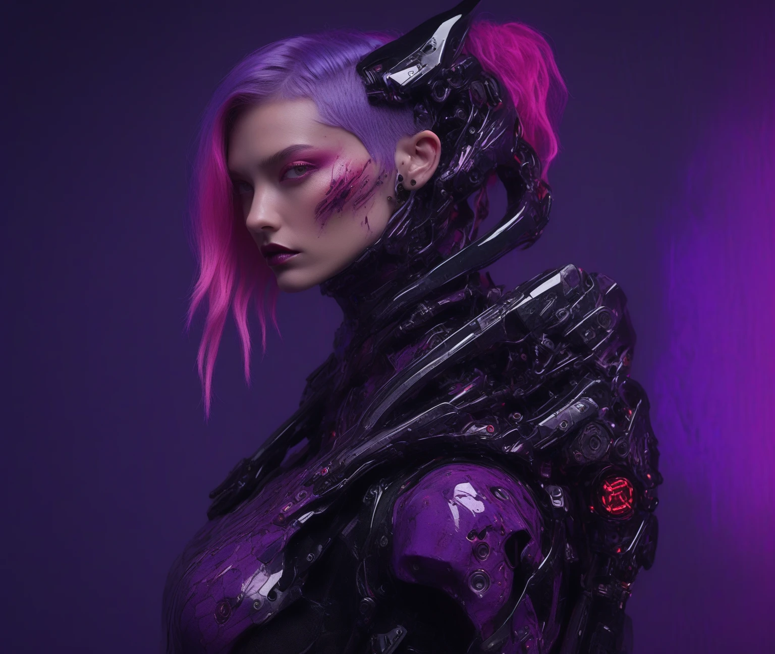 realistic digital painting portrait of a ((gothic cyber elves)), very synthesizer hair, cthulhu tomboy, blood all over the frame, ((marco zedler \(style\))), (beautiful photo by Canon 5D Mark), (Circular Reflector:0.9), (dynamic polarityplus:0.6), detailed face, (focal point on face), [naughty:sweet:0.55] smile, (blush:1.2), (depth of field), pale and disfigured skin, best quality, masterpiece, portrait,