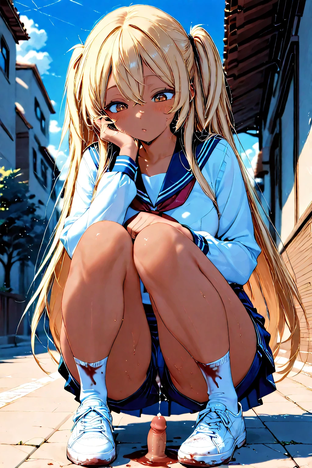anime girl sitting on the floor with her legs crossed, seductive anime girl, beautiful anime high school girl, beautiful anime girl squatting, smooth anime cg art, a hyperrealistic , anime girl, anime girl with long hair, the anime girl is crouching, cute anime girl, attractive anime girl, beautiful anime girl, hyperrealistic , anime girls