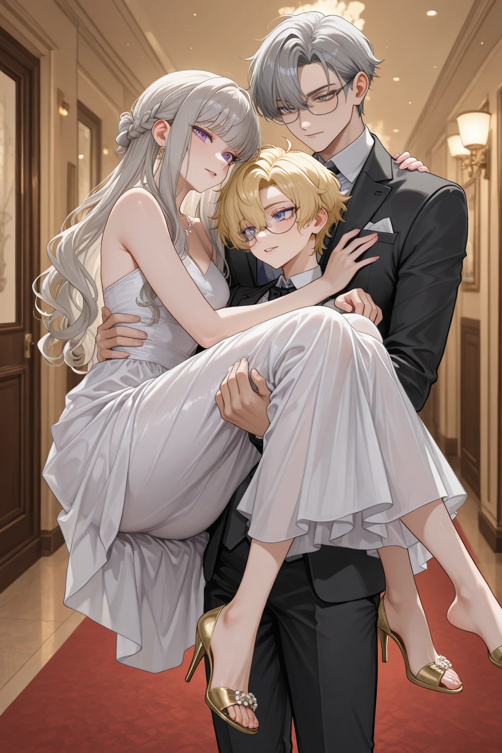 tall man with yellow eyes, blonde hair and yellow eyes、Has a sharp gaze, His eyes were glowing yellow., a handsome guy, Beautiful shape、Blonde Short Hair、length bodyModeled、Best Style、Full Body Lesbianエスビアン、(Enriching the image、highest level of quality)美right8K CGartwork、Goddess-like posture、Kneeling exercise、Slim and soft、Clear skin、Pink Hair、Super long hair beauty、Super long straight hair,The skin is white and juicy,,,Big Lingerie,Outlook Part 1.Silhouette effect is doubled,Exquisite transparent blues pattern on pajamas,細部は複雑でExquisite,Attractive and greedy spread legs、Perfect body slim curve、Embrace、Kiss cutely, Happy!!!, Couple pose, Accurate depiction、blond man with golden eyes、Pink Hairとピンクの目をした女性,High resolution,Super detailed,(Sharpness, something lively, colorful:1.1) Open your lips, (elegant, Elegance) Hairstyle, (美right, Zola々right) exterior, (Deluxe, Exquisite) Fittings, (Sparkling, Sparkling) (大きなShine目), (Shine, burn) (nice) nature, (Mysterious, Mysterious) About the Floor Plan, (Perfect perfection, Perfect pubis) (Individuality, clear) artwork, (masterpiece:1.2), (18-year-old) One Girl (服は美rightです, Exquisite Floral Lace Embroidered Evening Gown).Tall anime guy with yellow eyes, blonde hair and yellow eyes、Has a sharp gaze, His eyes were glowing yellow., a handsome guy, Beautiful shape、length body、Modeled、Best Style、Full Body Lesbianエスビアン、Princess Carrie、Princess Carrie, Full Body Lesbian, See-through sexy lingerie, Sheer Lingerie、Sheer Lingerie、Big nipples、Pink nipples、Pink areola、length, Large Breasts, Tabletop, Highest quality, Very detailed、Princess Carrie,One girl, One boy,