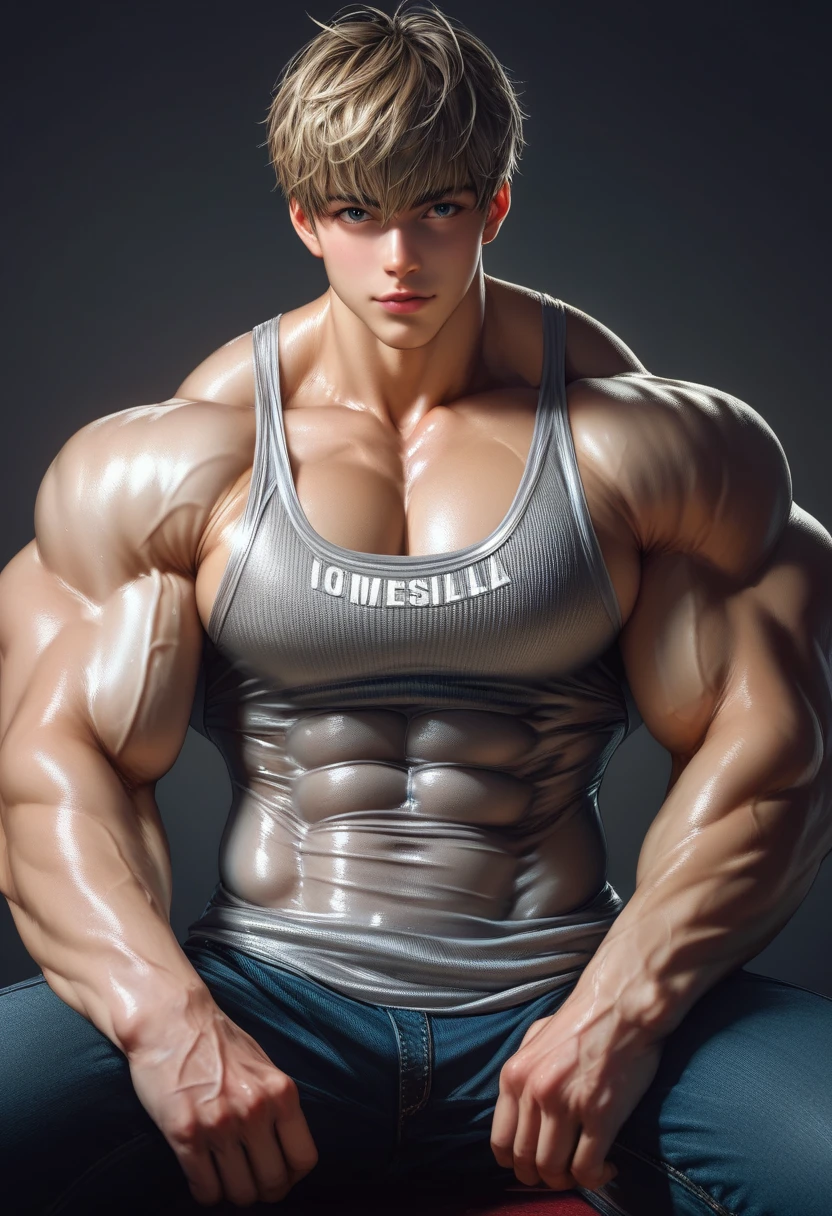 ((the best quality)), ((Masterpiece)), (details), perfect face, high definition, Masterpiece,4k,details clearly, Handsome face, white skin, perfect body, male body, strong muscles, abdomen, Brown eyes, white skin, The most handsome man in the world, handsome, The coolest face, Male characters, close image (1man, shirtless), young man, mischievous smile, Extremely muscular tall man, open your eyes ((detailed eyes)), huge, muscular body and Massive, bulging pecs, muscular abs, narrow waist, short hair, delicate big eyes, carefree expression, clear face, handsome (detailed face, perfect face) ((extremely realistic shadows, bodybuilding posture, human, ((25-year-old young man)), V shape, ninja pants, Shirtless, Gray and black outfits, Street, lower pants, topless, CG sense, Textured skin, the best quality, Storytelling images, Show your abs, Gray hair, Look straight, eyes contact, arms muscles, ninja pose, hair detailed, fighter, prepare to fight, sunlight