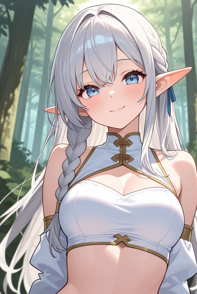 Waterfalls  High level image quality　best image quality　8K　 adult woman   background  a lake in the middle of jungle outside  more colors   whole body view　portrait　wearing bikini   　 horn    ears  　short hair（（shortcut）（gray hair）（perm）（fluffy））　eye color is blue ,  , 　attractive evil face , evil smile   ,  sexy pose   ,  labrynth ,  barearm  , flying  , 