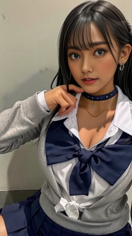 ????、High resolution、High level image quality、8K、real live action、borngraphy、baby face、highest quality、masterpiece、??????、born徒、pink good,white skin,kneelesh colored pantyhose),Detailed ????? pattern、panties focus、pink panties、absurd,small face、small ???????、part the bangs from the middle、,(cold look<tight eyes,glare,bullish,thin anger)、masterpiece,highest quality、Super high resolution,born,Len,beautiful,one person, solo,dark look,small ???????,whole body、very nice、JK,女子高born,woman, Are standing,（Photoreal：1.37）、photon mapping,realistic、かわいいsmall face,brown eyes、18-year-old、(red bow tie),Roll up your skirt