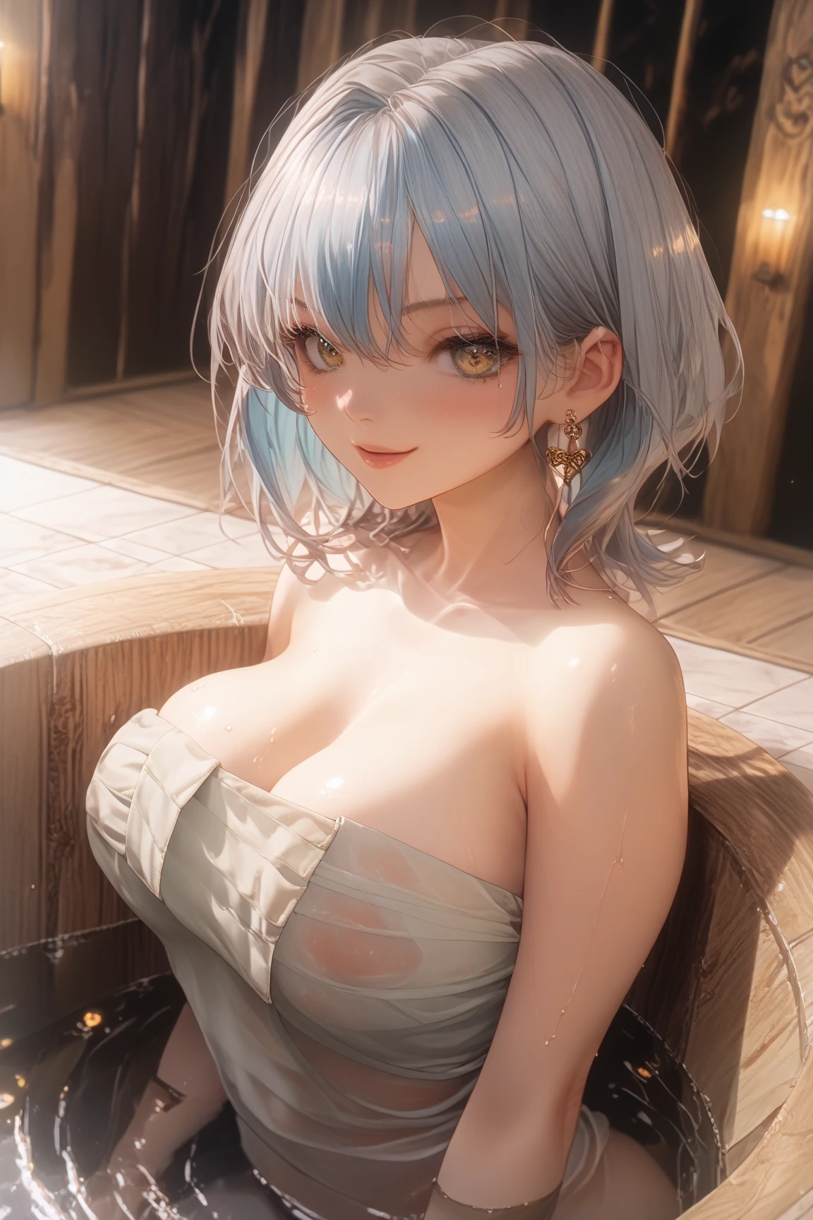 Great quality, Master Parts, High resolution, One girl, blush, (Cute Smile: 0.8), jewelry, beauty, Tyndall effect, Realistic, Edge of Light, 2-level lighting, (Highly detailed skin: 1.2), 8K Ultra HD, Digital SLR, Soft Light, high quality, Volumetric lighting, photo shoot, High resolution, 4K, 8K, Background Blur, delicate, blue eyes, shortage々Funny face, White Hair，Off-the-shoulder outfit，Large Breasts，bangs, Very detailed, masterpiece, 最high quality, Maroon mouth, front, close your eyes, Looking at the audience, look up, Put your chin forward, Melting smile, ((Close to me)), ((Focus on the upper body)), ((Large Breasts)), ((Beautiful glowing white skin)), ((Close both eyes completely)), ((Pink Lip Gloss)), blush, Shiny skin, ((In front of the fountain)), ((Forced to kiss))