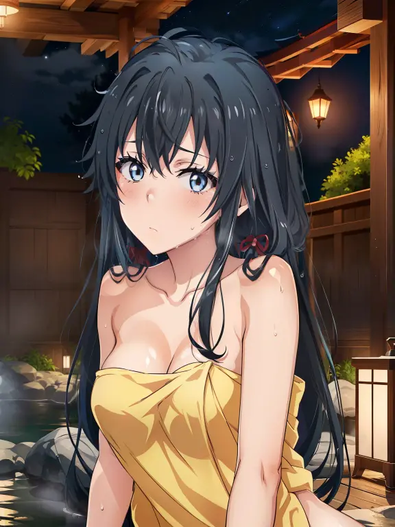 Face close-up、long hair、girl1、smile、Purple eyes、Open your mouth、Pink Lips、(Large Breasts:1.3)、Cleavage、night、Starry Sky、Hide your arms behind your body、Glowing Hair、moonlight、(looking down:1.2)、kousaka reina、Kyoto Animation Style、Uji Bridge,nude