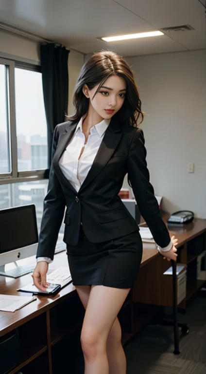 (smile)、I can see your pussy、(nipple見え)、(translucent shirt:1.3)、(In 8K、highest quality、masterpiece:1.2)、(genuine、photogenuineistic:1.37)、Super detailed、1 girl、cute、Report、dark and beautiful sky、office、、(nippleが見えてる:1.2)、 (perfect beautiful beautiful face:1.15)、(closed mouth)、細やかなbeautiful eyes、(No underwear:1.1)、、short cut hair、(sheer shirt:1.2)、、(short hair:1.5)、Floating hair NovaFrogStyle、thinボディ、20 year old woman、brown hair、、brown eyes、small head、((G cup))、fashionable girl、beautiful eyes、genuine face、genuine skin、genuineフェイス、genuineな肌、fine eyes、、(sheer shirt:1.2), dynamic pose、viewer、Look carefully at the face and chest、announcer, the tip of the chest sticks out。Areola is protruding。The shape of the genitals is clearly visible。lots of eyelashes。black eyeshadow。bright red lips。black sexy high heels。pubic hair。The lower abdomen is bristly。thin。thighs are open。pubic hairたくさん、pubic hairがはみ出てる、 and delicate figure、(At the office)、camel toe、protruding pussy_nipple