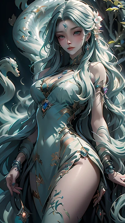 In the mystical realm, a Tentacle Goddess graces the cosmic expanse with her mesmerizing presence. Her eyes, a captivating blend of mystery and allure, hold the secrets of the deep sea. Elegant tentacles, adorned with delicate patterns, radiate an otherworldly charm. Dressed in iridescent robes that mimic the shimmering hues of the ocean, she embodies the essence of aquatic grace. With an ethereal aura, she stands as a guardian of the seas, revered by underwater creatures as a symbol of wisdom and protection. A captivating enigma, she represents the beauty and wonders that lie within the depths of the oceans, a reminder of the mysteries that dwell in the unexplored corners of the universe.
