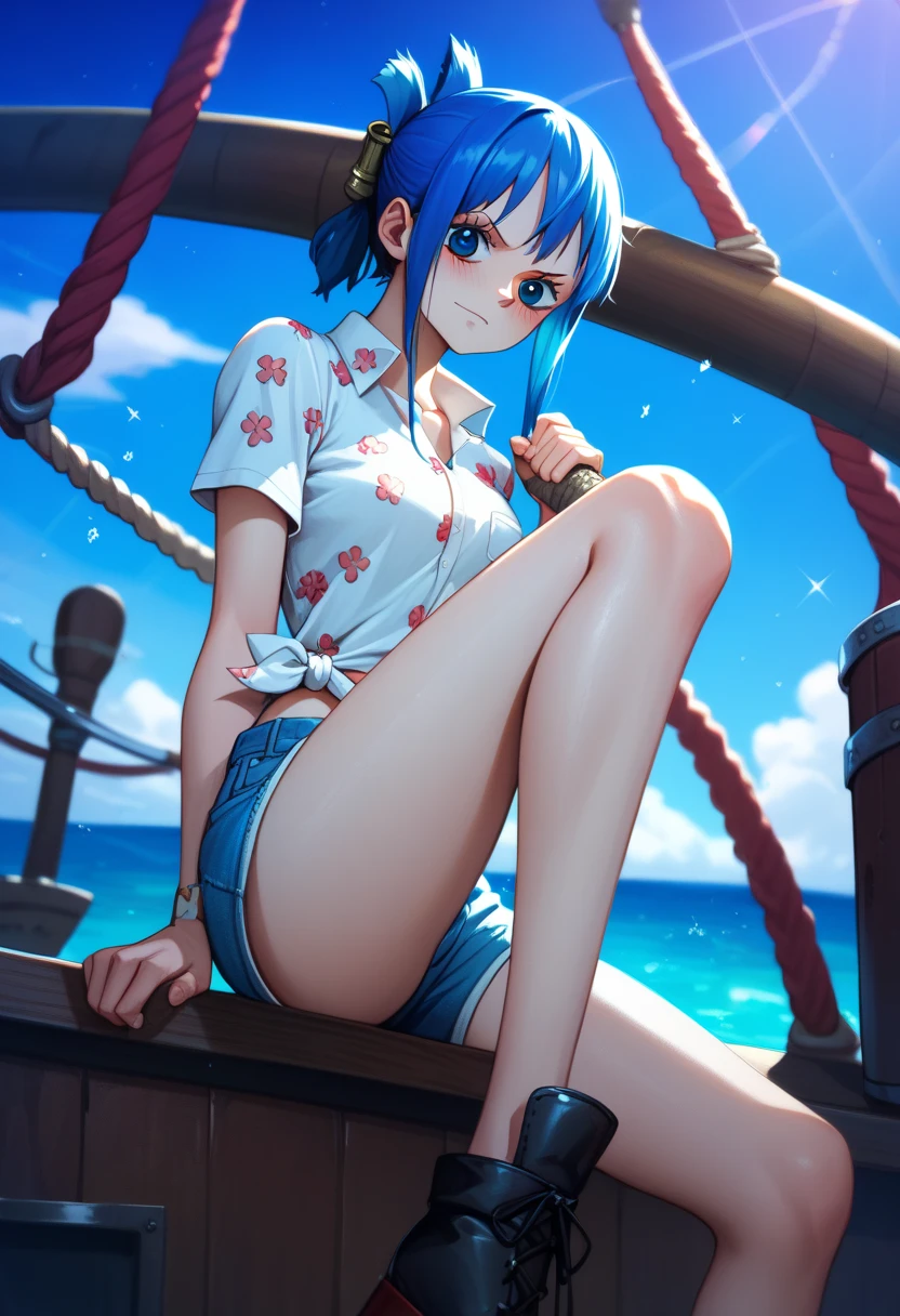 ((tmasterpiece,best qualtiy)), (1girll),((a matural female)),blue hairs,By bangiddlebreast,(plumw)sporty attire,Jogging exercise, ชุดรัดรูป, sexy girl, camel toe, นั่งยอง, กางขาออกเล็กน้อย,