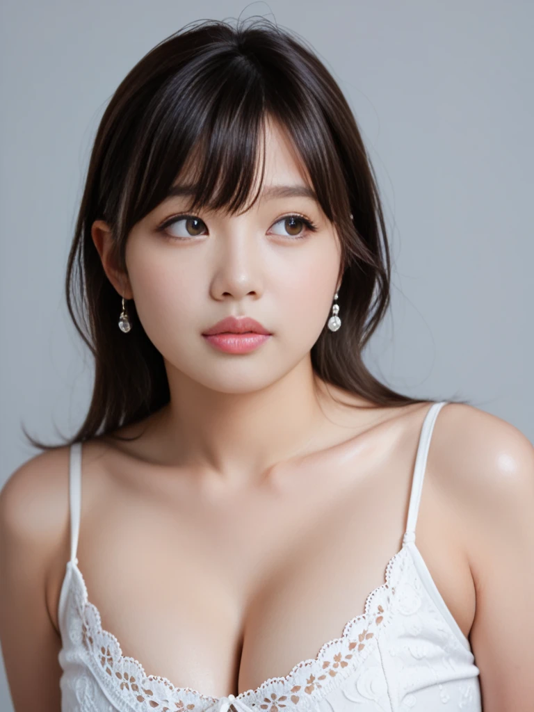 (8k, RAW Photos, highest quality, masterpiece: 1.2), Super detailed, Super Resolution, (Genuine, Genuine photos: 1.37), Portraiture, High-resolution RAW color photos, Professional photos, Very detailed and beautiful, Very detailed, 8k wallpaper, Amazing details, Large file size, Official Art, Very detailed CG Unity 8k wallpaper, Very detailed beautiful girls, Very detailed faces, Very detailed目, Very detailed肌, Very elaborate fingers, Very detailed鼻, Very sophisticated mouth, Perfect Anatomy, Very detailed background, Very elaborate clothing, (18:1.2), 20th Generation, cute girl, Famous Japanese Idols, cute, Realistic body, , White skin, Glowing Skin, The body is slim, Handsome body, Brown Hair, (Blunt bangs: 1.2), smile, cute, like々Shii, Cute face, Genuineistic face, Delicate eyes, Sagging eyes, Earrings, looking at the camera, Positive, traitor, Main Street, Dynamic Lighting, indoor, 

Age 25, 1 person, ((Beautiful announcer, Cute mouth:1.2)),
((Gorgeous Earrings, Long Necklace:1.2)), 

((Shaggy knit with a deep neckline and loose weave, hot pants, No bra, cleavage wide open:1.2)),
((Good mood with my boyfriend, Sexy atmosphere, Kissing Mouth, hold out your lips, Cute and shy, Gazing intently at the audience:1.2)),
((Large bedroom in a luxury hotel, White wall, A large window at the back overlooks the cityscape., The sunlight shines in, Bright room:1.2)), 
((Sit deep in the big white bed, Stand on your feet, Start taking off your clothes:1.8)),
(Pay attention to Shii&#39;s thighs and panties:1.5), 


Realistic skin texture, Fair skin, Shiny skin, Beautiful skin on legs, Beautiful feet, 
Very detailed顔, Slim face contour, Beauty and small face, Beautiful Shii Nose, 
Super detailedな目, Slit eyes, Brown eyes, double eyelid, Ultra-thin eyebrows, Thin, long eyelashes, 
Super detailedな唇, Plump and moisturized lips, Glossy pink lips, Flushed Cheeks, 
Beautiful actress&#39;s languid make-up, Pink lipstick, Smoky eyeshadow, Eye foundation, 
Dark Brown Hair, Delicate soft hair, Hair blowing in the wind, 
(Elegantly putting your hair up, Medium Short Hair, ponytail:1.2), 
Layered Cut, (Blunt bangs:1.2), 
((Mouth slightly open to reveal white teeth, Stick out your tongue a little)), Body facing forward, 

((Squinting)), 
((pursing lips:1.2)),
((Blushing:1.2)),
((The cleavage between her breasts is fluffy, Beautiful breasts)), 
