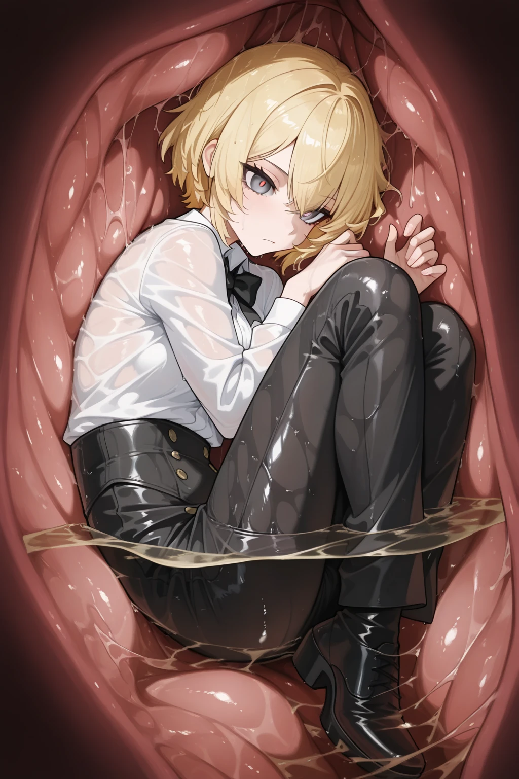 One Boy Boy、Shota、Light blue eyes、Kagamine Len、Yellow Hair、Completely naked、Slim body、Body like a girl、、prison、Jail、prison、Lock、Lockで拘束、first round、In the cage、小さなIn the cage、In the basket、imprisonment、testis、Chin、penis、penisが生えてる、Covered in white liquid、 on the body、A large amount of 、excited、Heavy breathing、Full body view、penisに囲まれる、大量のpenis、Leg spread、Asshole、Anal、Asshole挿入、Analsex、Ahegao、Sticking out tongue、Red liquid、Red blood、Bleeding from the buttocks、Turn pale、Pale face