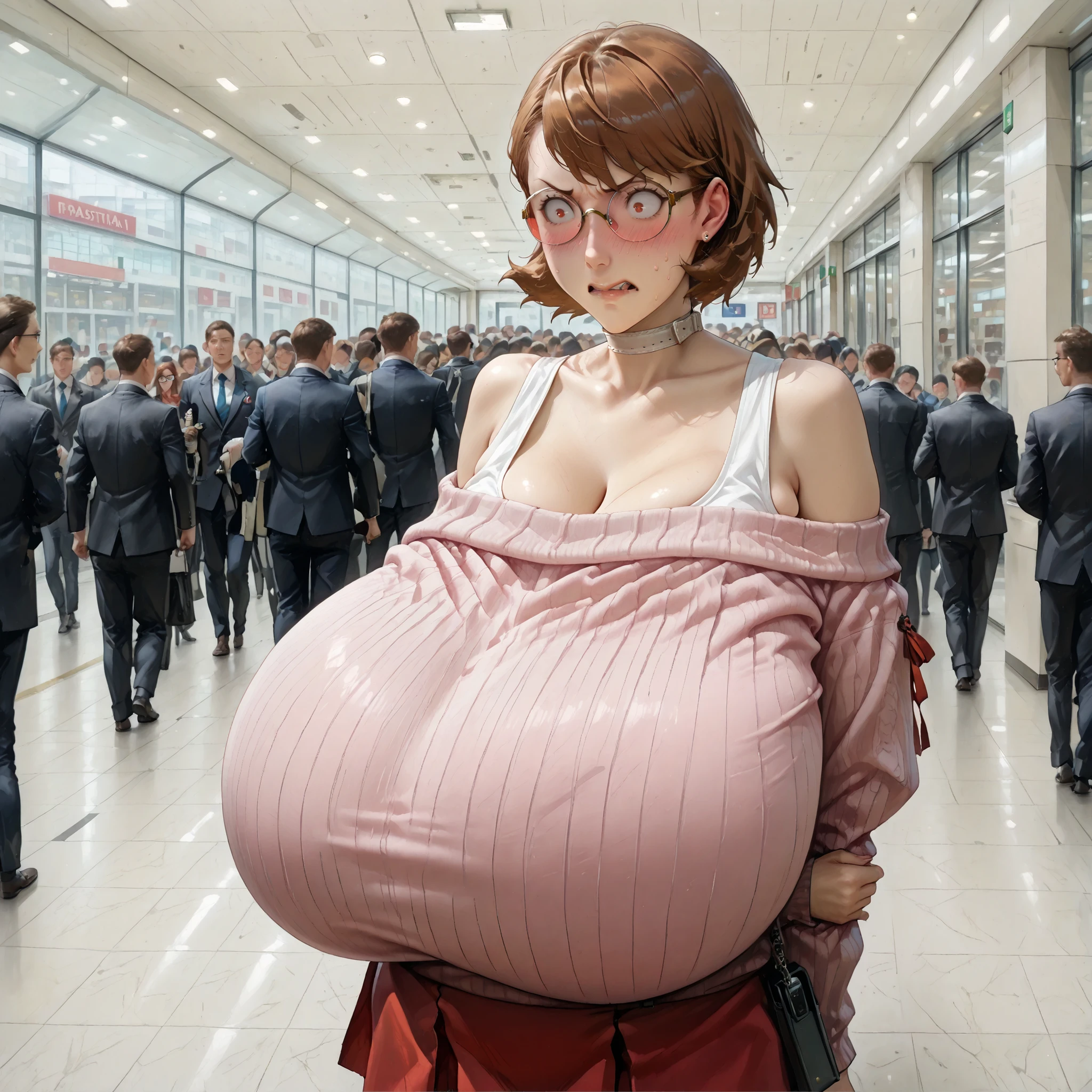 (masterpiece, best quality, hires, high resolution:1.2, 4k, 8k , high quality), extremely detailed, realistic, intricate details, highres, 1girl, solo, red long hair, blue eyes, blush, freckles, (large breasts, thick thighs, wide hips), arched back,(cinematic lighting, sunlight, perfect lighting, backlighting), eye-level shot, extreme close-up-shot, looking at viewer,
<lora:PetShamingV1:0.8> sign around neck, crowded place, nude,outdoors,cityscape, (v-arms ),sideboob,barefoot, neck bell, tears,crowd,people,street,shibuya \(tokyo\), large breasts, (hand between legs),pussy, crowded place, sitting