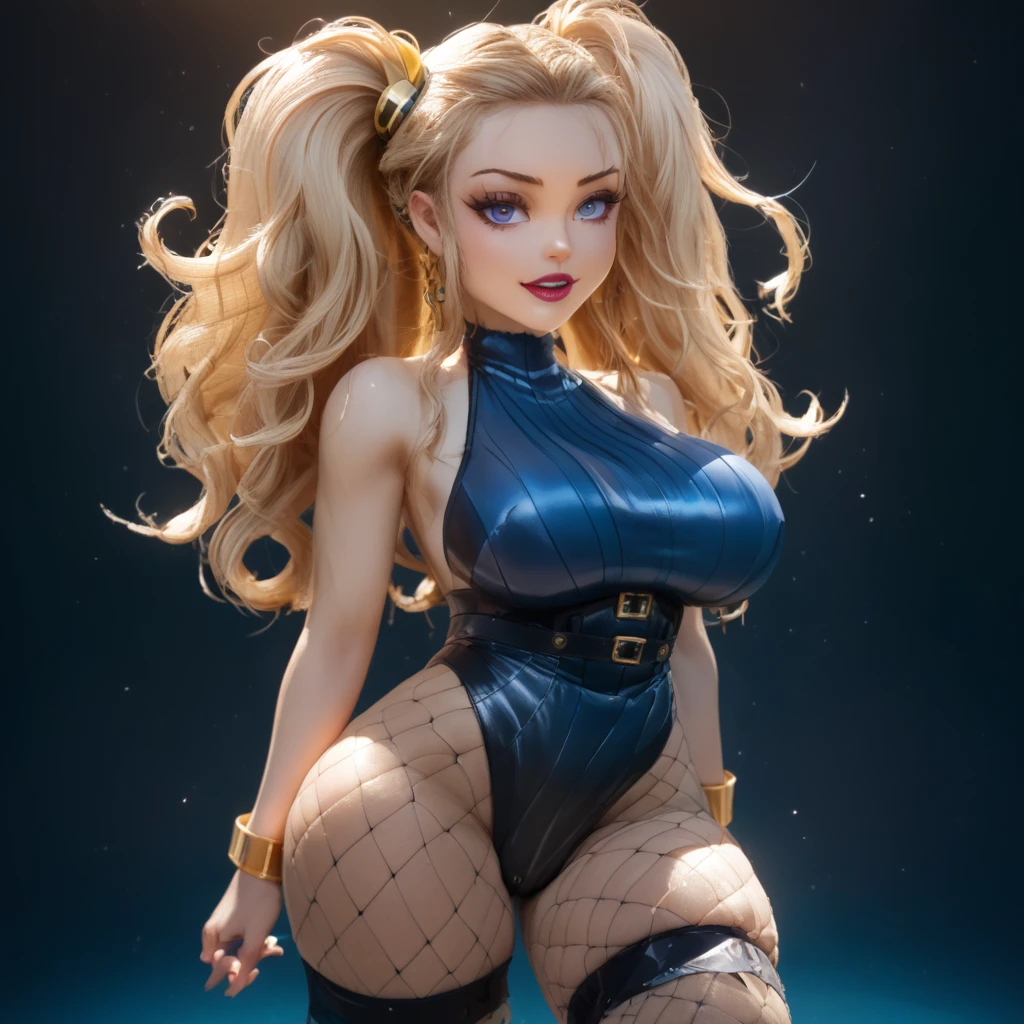 1girl, princess peach, solo, long hair, yellow hair, blue eyes, (sexual vice police, bdsm police uniform, bondage), spandex outfit, looking at viewer, (detailed background, bedroom), adult roleplaying, closed mouth, ribbon, hair ribbon, small breast, full body, sexy legs in tight boots, stockings, high heels, seductive, lace lingerie, flirting, offering her body, shameless, ((Lust)), (perfect arms, perfect legs), explicit, 