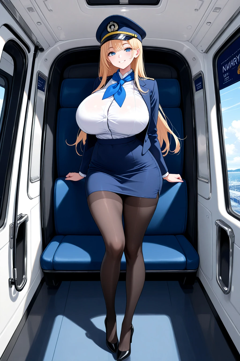 Big Aunt　Blonde　Put your hands behind your head　Spread your legs　Office Lady　Tight Skirt　on the train