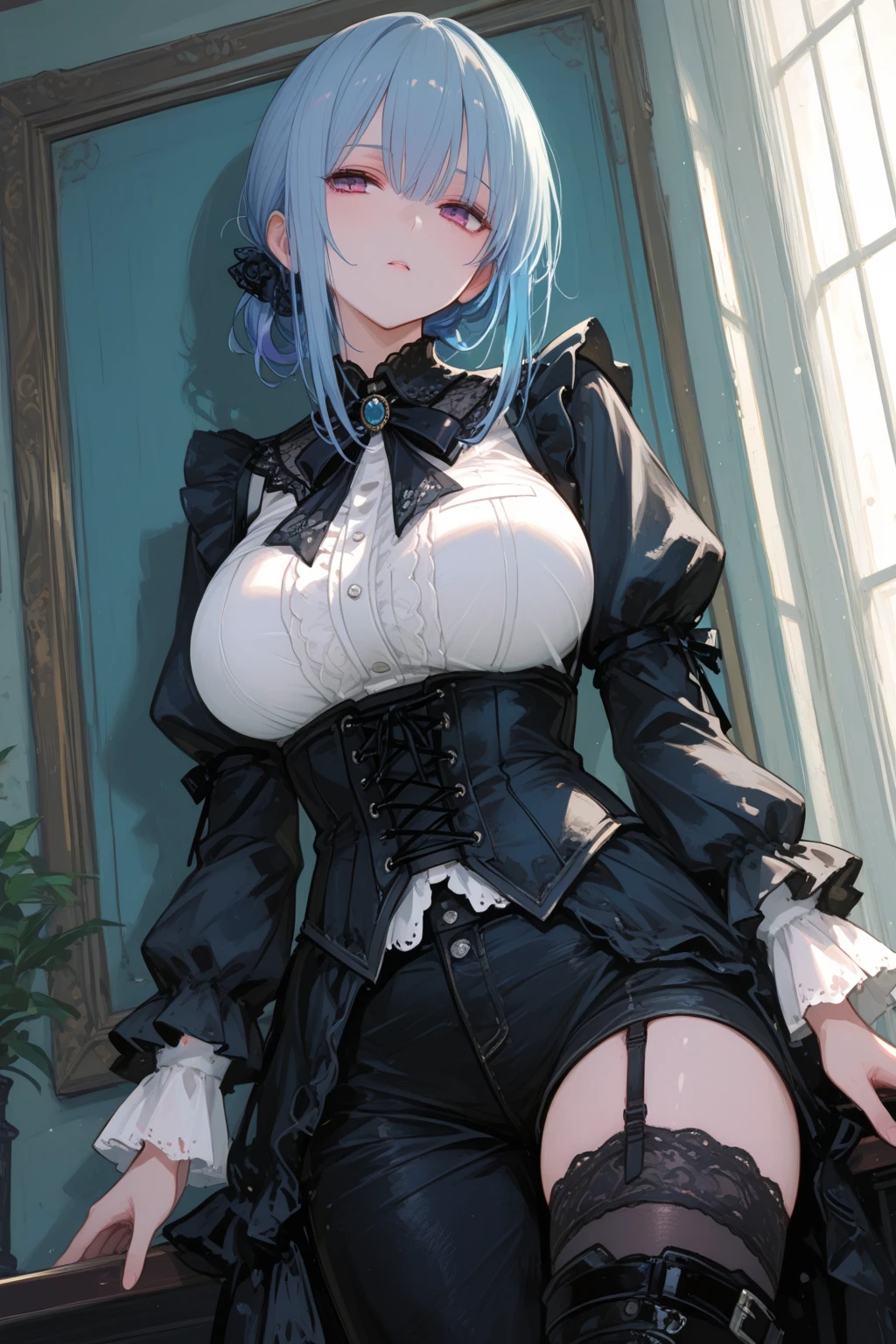 (Best quality at best, 4K, 8K, A high resolution, masterpiece:1.2), ultra - detailed, Nice face, detailedfacialfeatures, Breast size is medium, Realistic skin, wears white summer dress, underbust singe, sleeveless top, (A high resolution: 1.1), (actual: 0.9), (Vibrant colors), (youthful), (dynamics), (beautiful detailed face), (detailedfacialfeatures), (Breast size is medium), (one bar prison), one bar prison goes up under skirt, thigh highs, one bar prison between thighs, thigh gap,