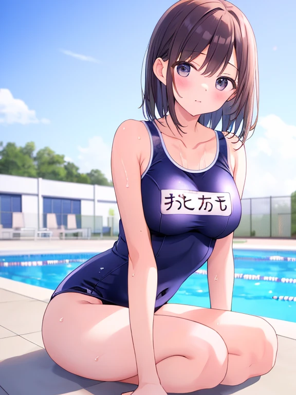 (masterpiece), best quality, (16k), expressive eyes, perfect face, BREAK, office lady, 1 girl, solo, large breast, navel, BREAK, ((topless)), (((wet cobalt blue solid pencil mini skirt))), BREAK, bare arms, bare legs, shiny skin, wet body, BREAK, brown hair, very short hair, wet hair, brown eyes, BREAK, indoors, in the pool, wading standing, sad, :o, (cowboy shot), (from behind), BREAK,