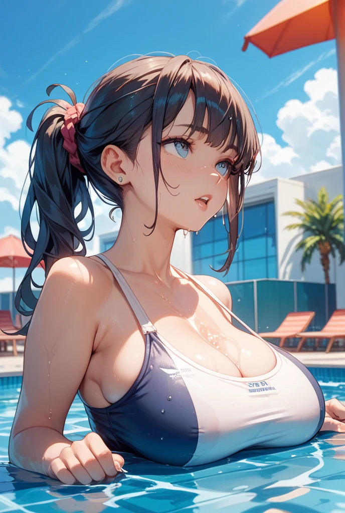 ((Beautiful armpits:2.0)), (1 girl:1.5),(bedroom:2.0),((beautiful detailed skin:2.0)),(((medium hair:1.3,black hair:1.5))),(eyes black:2.0),((Beautiful detailed eyes:2.0)),((beautiful detailed face:2.0)),(from directly above:2.5),(under breasts:2.0),(Smile beam:1.5), with (((((( huge fake breasts:46.7 ))))), ((cleavage:3.0)),((competition swimsuit:2.0)),((High leg:1.5),20 years old,Masterpiece ,hyper quality, Highly detailed,perfect image,3d,8k,high resolution,seductive anime girl,sporty hairstyle,soft anime cg art,