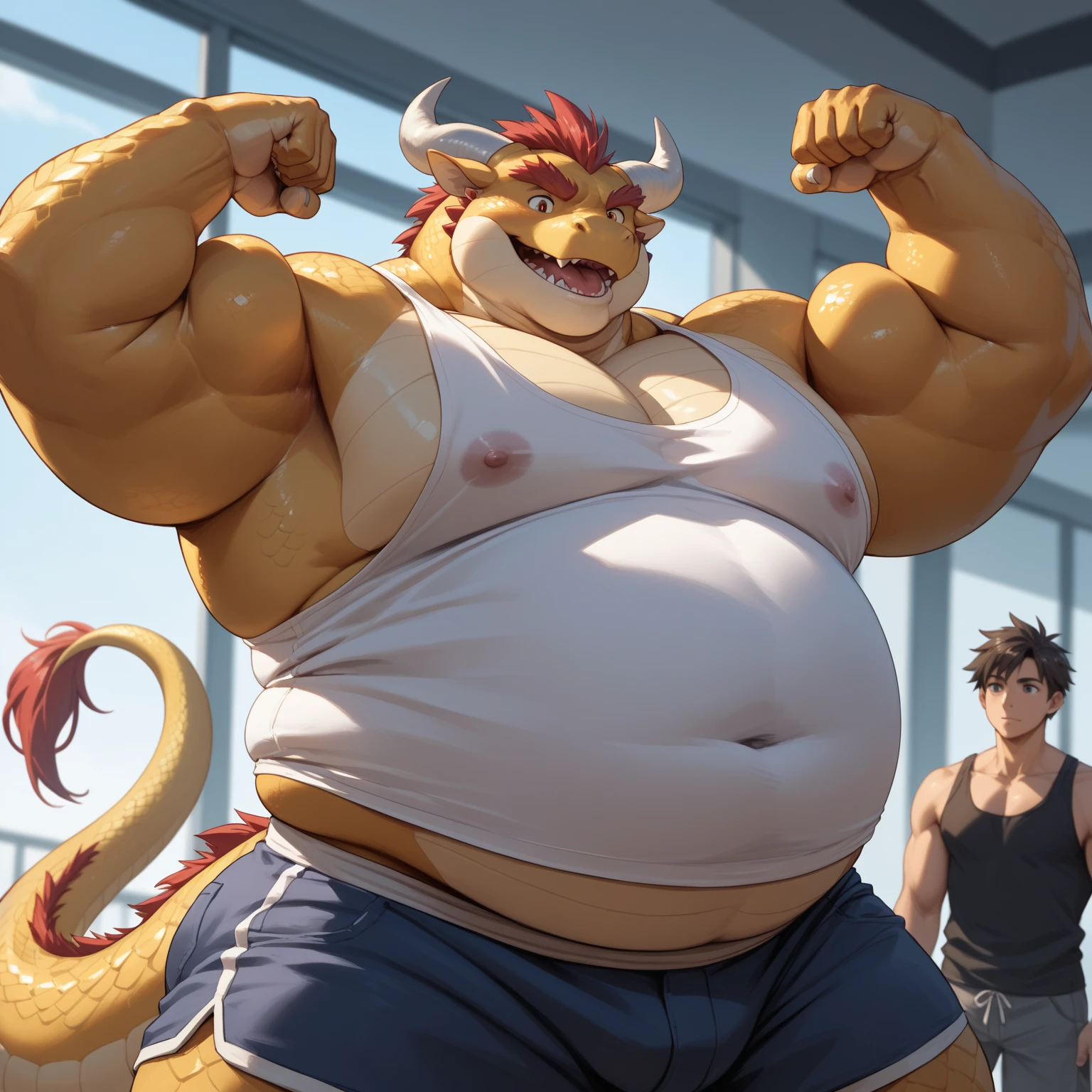 anime styled、 Hamster personification、French chef、Fist of the North Star, as a character in tekken, Baba, Baki style, joseph joestar, Baki the grappler, fighting game character, King of Fighters character, Strong and dignified々and has, muscular character, an angry muscular army general, beefcake pose, Strongest Pose, official artwork
