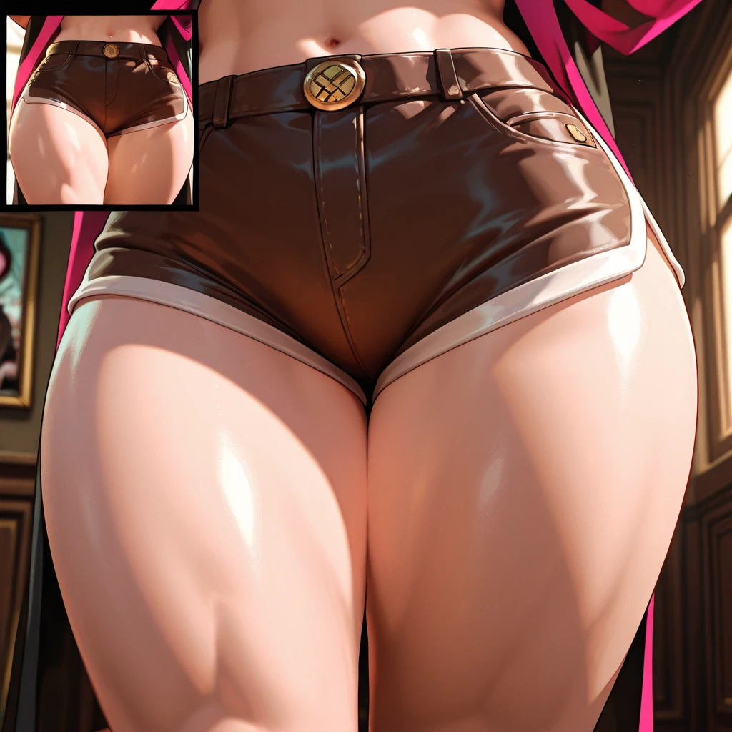 (((tntn, 2 loaves, with short brown hair, "Pink sleeveless shirt", Black pants,Big crotch,S-shaped body:1.7))),((tmasterpiece)),A high resolution, ((Best quality at best)),tmasterpiece,top-quality,Best quality,((( exquisite facial features,looking at viewert,There is light in the eyes,Smilingly,Self-confident ))),(((Light and shadow interlace,bigger))),(((dynamicposes, 1 girl, (complete figure:0.9), Alone,, sexy women,Body contours,Raised sexy,Realistic silhouette of human body, ((good body)),the girl poses for a photo,Full body lesbian,24 years old female model,perfect foot、have perfect arms))))