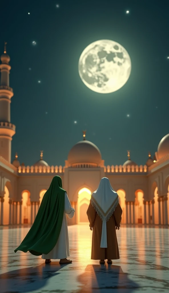 Whomen for hijab of the al aqsa with moon and night picture