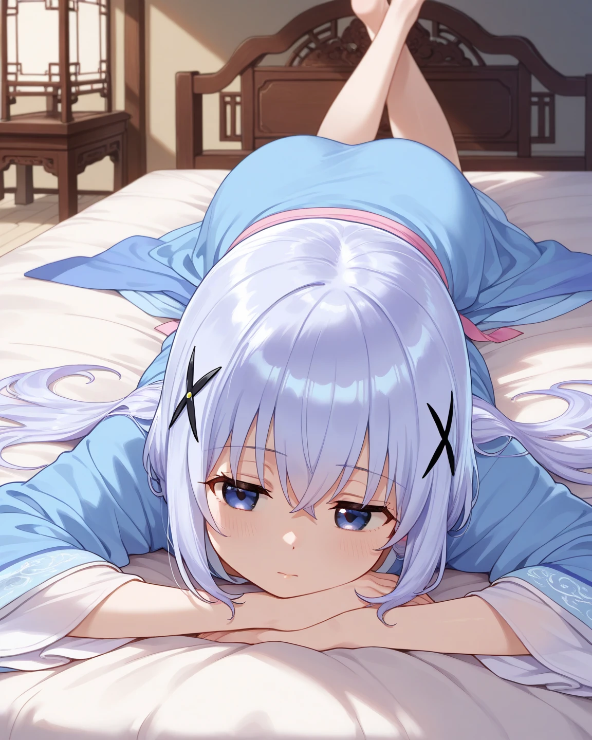on bed, indoors, sex from behind, 1boy