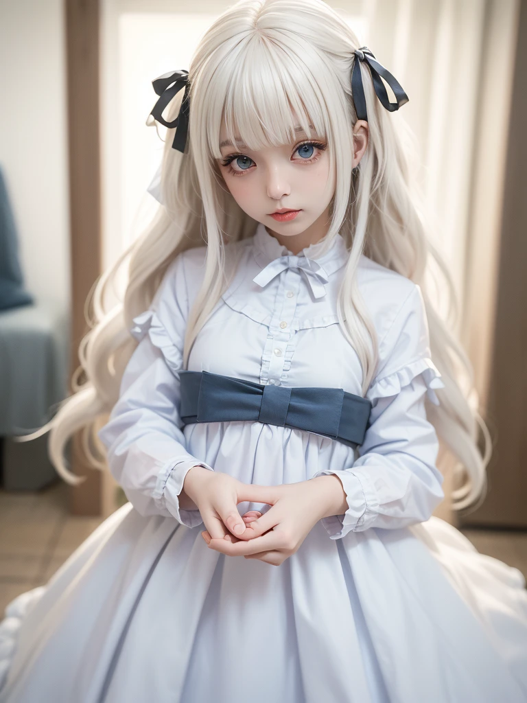 blonde loli cute white silk lolita