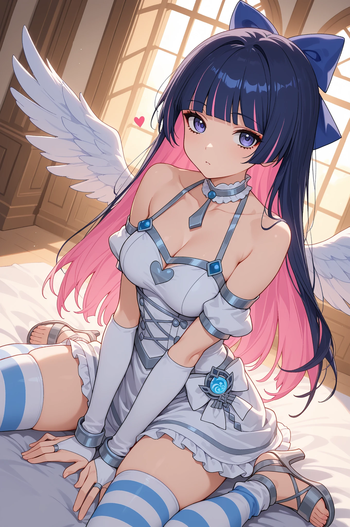 girl,(angle from below),June bride style outfit,clothes with lots of frills,(sitting cross-legged),close up of face,((high resolution)),smile,(lace pattern background),(white and pink and blue and yellow and green and orange),(NSFW:1.3),((Vagina SEX)),((pure white wings))