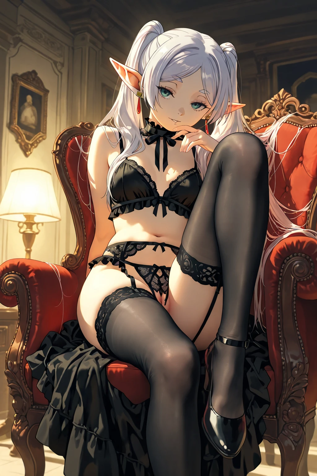 A hotel with a great night view. Handcuffs, leg cuffs, blindfold, remote control vibrator , Highest quality, shape, Very detailed, In detail, High resolution, 8k wallpaper, Perfect dynamic composition, Beautiful details,  Natural Lip, Cute underwear revealed, restrained , Big Breasts, Cleavage, She is tied to a chair with her legs spread apart、A vibrator is stuck in her pussy. She looks like she&#39;s enjoying it.., A masterpiece of the whole body, 
