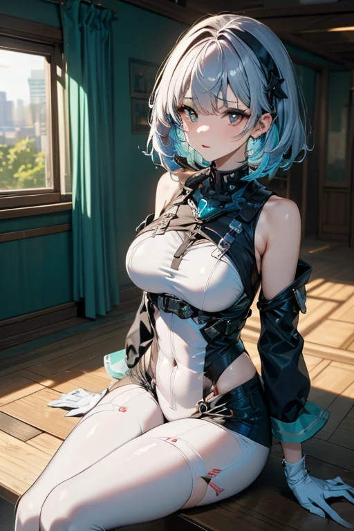 (masutepiece: 1.3), (max resolution: 1.2), (Ultra HDTV: 1.2), cinematric light, 8K resolution, Detailed eyes and skin, detailed facial features, , (Sharp Focus: 1.2), (Focus on Face:1.2),Perfect Style, Beautiful face, acurate, Anatomically correct, Highly detailed face and skin texture, Detailed eyes, Double eyelids, Thin eyebrows, Glitter Eyeliner: 1 Natural cheeks, Glossy skin, Fair skin: 1.2, (Glossy lips: 1.4),、 (Shy look: 1.2),Highly detailed facial and skin texture, Detailed eyes, Double eyelids, Natural cheeks, , shiny lips: 1.4,yorha 2b、silber hair、a short bob、masterpiece、The ultra -The high-definition、infp young woman、1 persons、Exposed cleavage、Soft breasts、Overflowing sperm、open one's legs、Open your crotch、Open knees、disgust face、embarrassed from、red blush、Misaligned bra、full of sweat、Wet underwear、Masturbation behavior、Sperm taken、Put your hands inside your underwear、MuCoi、glareing,Lie exhausted、Inside an abandoned building、Sitting on the ground、disheveled clothing、Torn clothing、Tears、Frightened、Black clothe、gloves、Stockings、blindfolds、