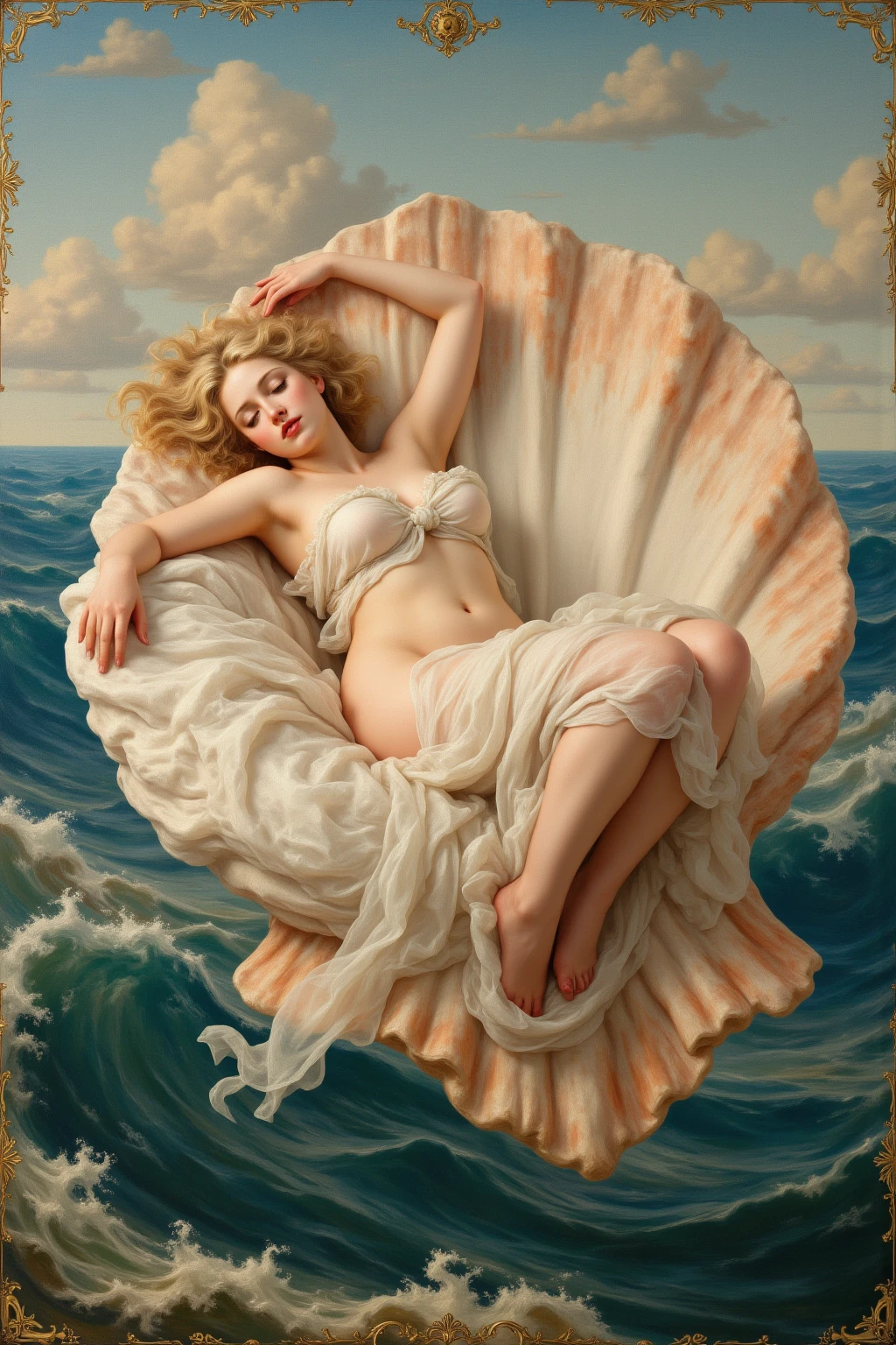 similar to the poet who stains the sheet, painting of a pastel sea with many inappropriate objects, lots of intimate underwear, fishnet stockings, tube paint, pencil, paper, surrealist painting, magic realism bizarre art,