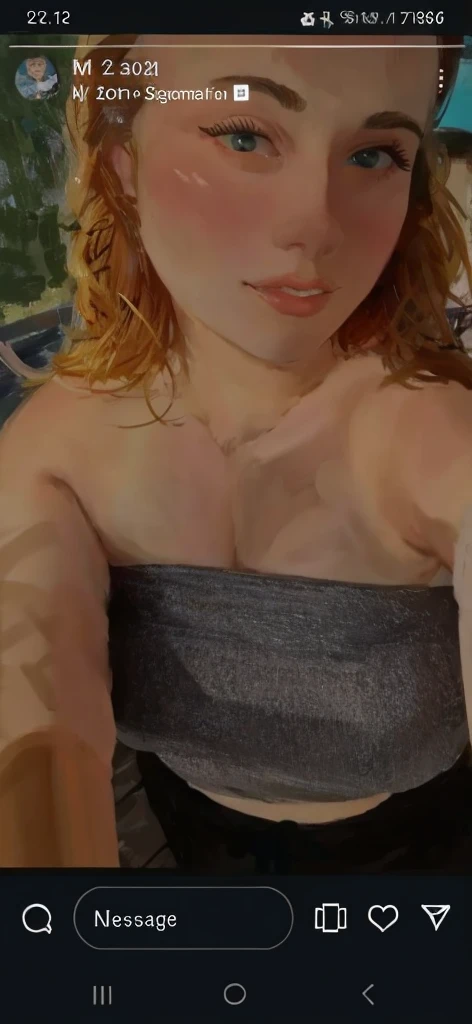 1 Female Giant, Bikini, orange_Hair, Blue_sky, saggy Breasts, cleavage, Cloud, Cloudy_sky, Condensation_trail, day, nipple slip, Large_Breasts, lenlare, Lips, Long_Hair, Looking_at_peeping at the viewer, foreshortening, Outdoors, sky, Smile, Solo, Sun, Sunlight, The upper part of the body,Realistic, people climbing on her body