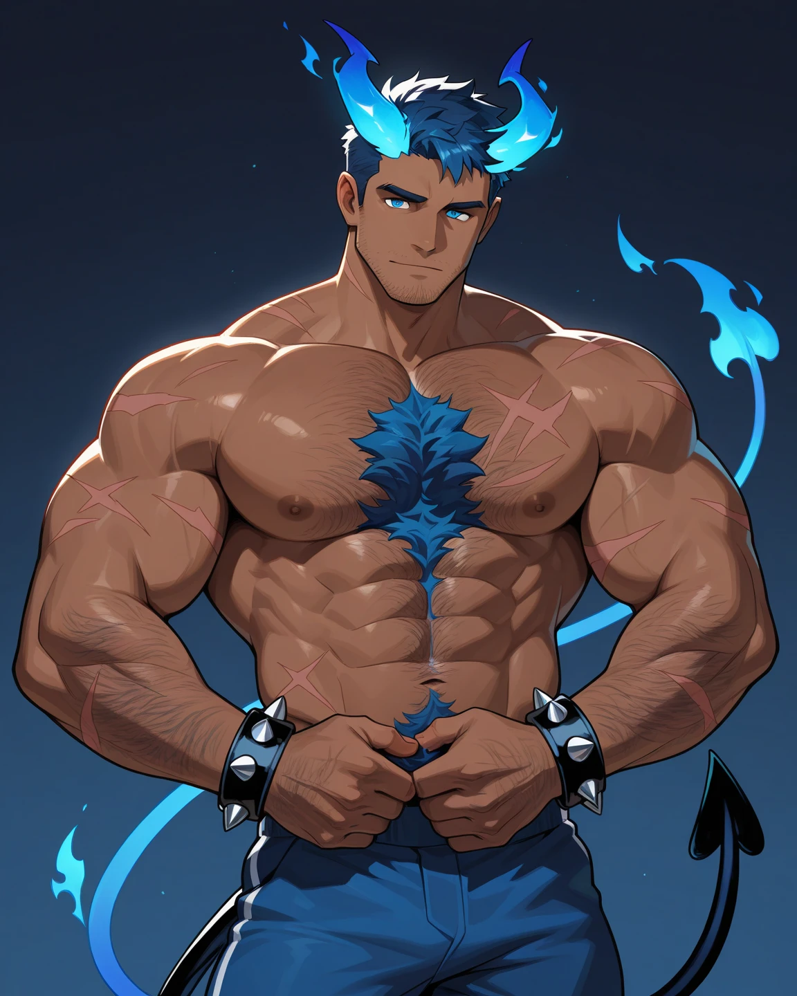Fix this, penis detailed, veiny penis, sweaty penis, pibic hair, thick legs, hairy belly, abs