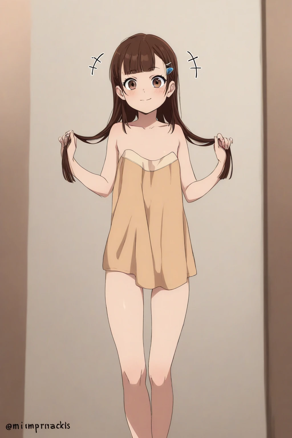 Anime Style, Aesthetic style, One girl, alone, smile, View your viewers, blush, Red eyes,Long Hair, Brown Hair,, Mouth closed, Long Hair, Portraiture, , whole body, Anime Screen Capture, Completely naked,Nipples ,
Pussy