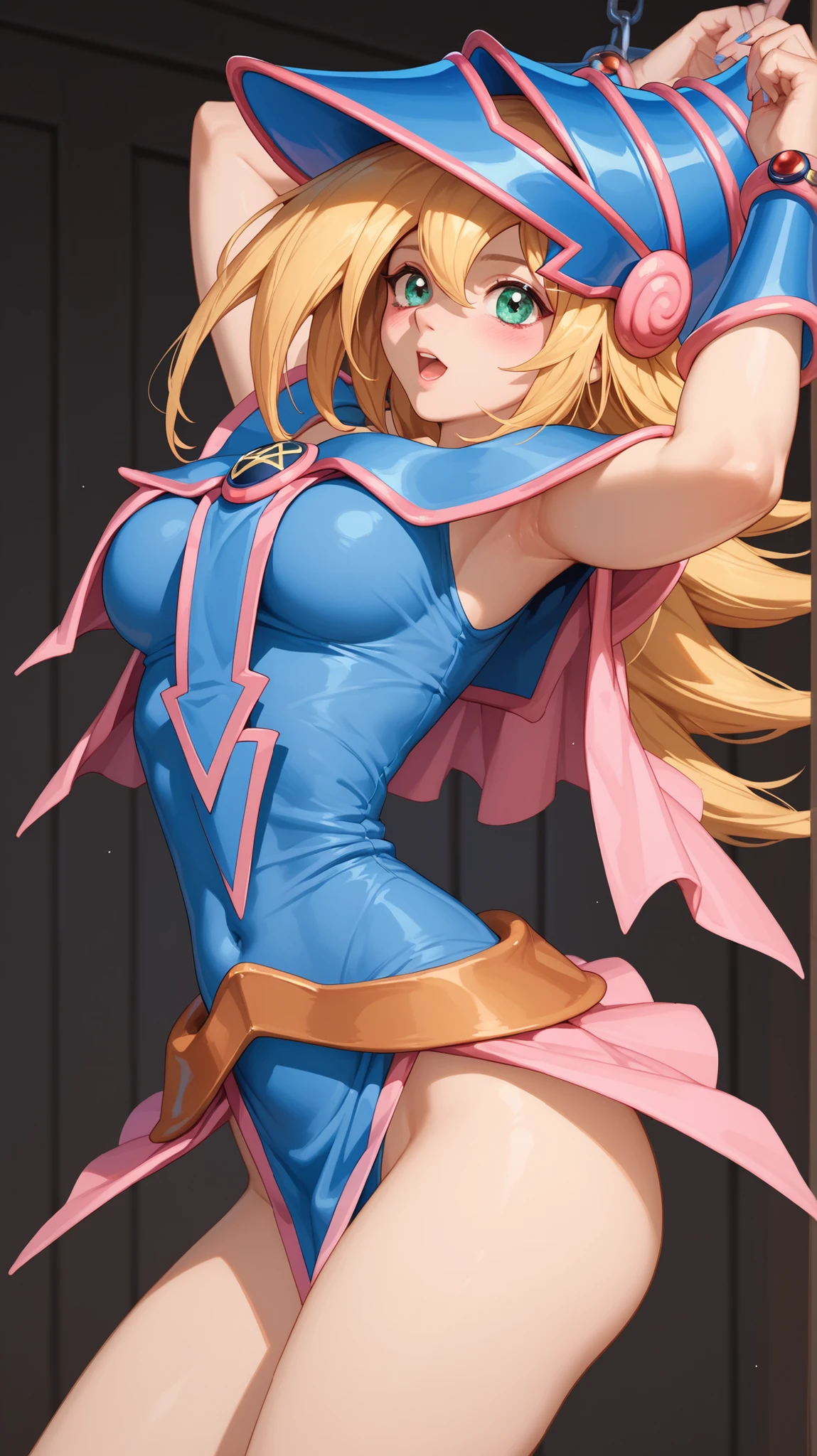 Blonde twin-tailed Japanese girl、Female Combatant、Close-up of a girl wearing a red tank top、Purple Skirt、White panties、Black fishnet stockings、Black shiny boots、Saiyan Girl, wonderful, Nano Girl, Female body type, Inspired by Hiromu Arakawa, Anime Manga Robot!! Anime Girls, Fubuki, Full Body Suit, by Hiromu Arakawa、wonderful, silk, Beautiful and attractive anime teen, Anime Girls of the future, tears,Drooling,Pee,Sweat,Tongue out,incontinence,Peeing、Estrus、Eyes wide open,Estrus,Blushing,Nipples are erect,Face is hot、Lust、incontinence、Armpit Hair、pubic hair、Nipples are erect、One sword and two cuts、Doomsday Demon、Anguished expression、Red lips、Red tongue、Sticking out tongue、Her skirt is flipped up、Panty shot、White pantiesが見えている!、Covered in sweat、wet