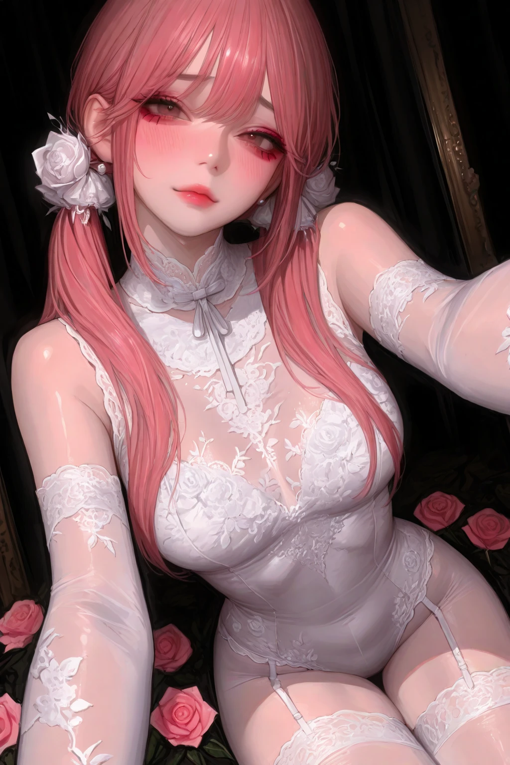there is a woman in lingerie posing in a room, artwork in the style of guweiz, [ 4 k digital art ]!!, guweiz, seductive anime girl, 8k high quality detailed art, fanart best artstation, trending on cgstation, guweiz on artstation pixiv, guweiz masterpiece, beautiful alluring anime woman