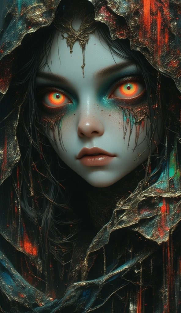 splash art, a quirky liquid portrait of a hauntingly beautiful dark werewolf woman, splash style of paint, Pixar style, Halloween colors, hyper detailed intricately detailed, fantastical, intricate detail, splash screen, liquid, gooey, slime, splashy, fantasy, concept art, 8k resolution, masterpiece, melting, complex background, intricate detailed, dark colors, fantasy, concept art, digital art, intricate, oil on canvas, masterpiece, expert, insanely detailed, 4k resolution.