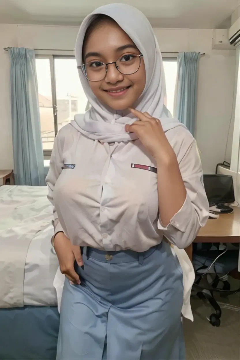 a close view photo of woman with hijab in the Indonesian hospital room, without using any clothes, thick body, sexy body, nude body, chubby, naked, fuckable pose, show breast, show tits, show vagina, hairy pussy, big ass, standing, sexy body curve, big, big cleavage