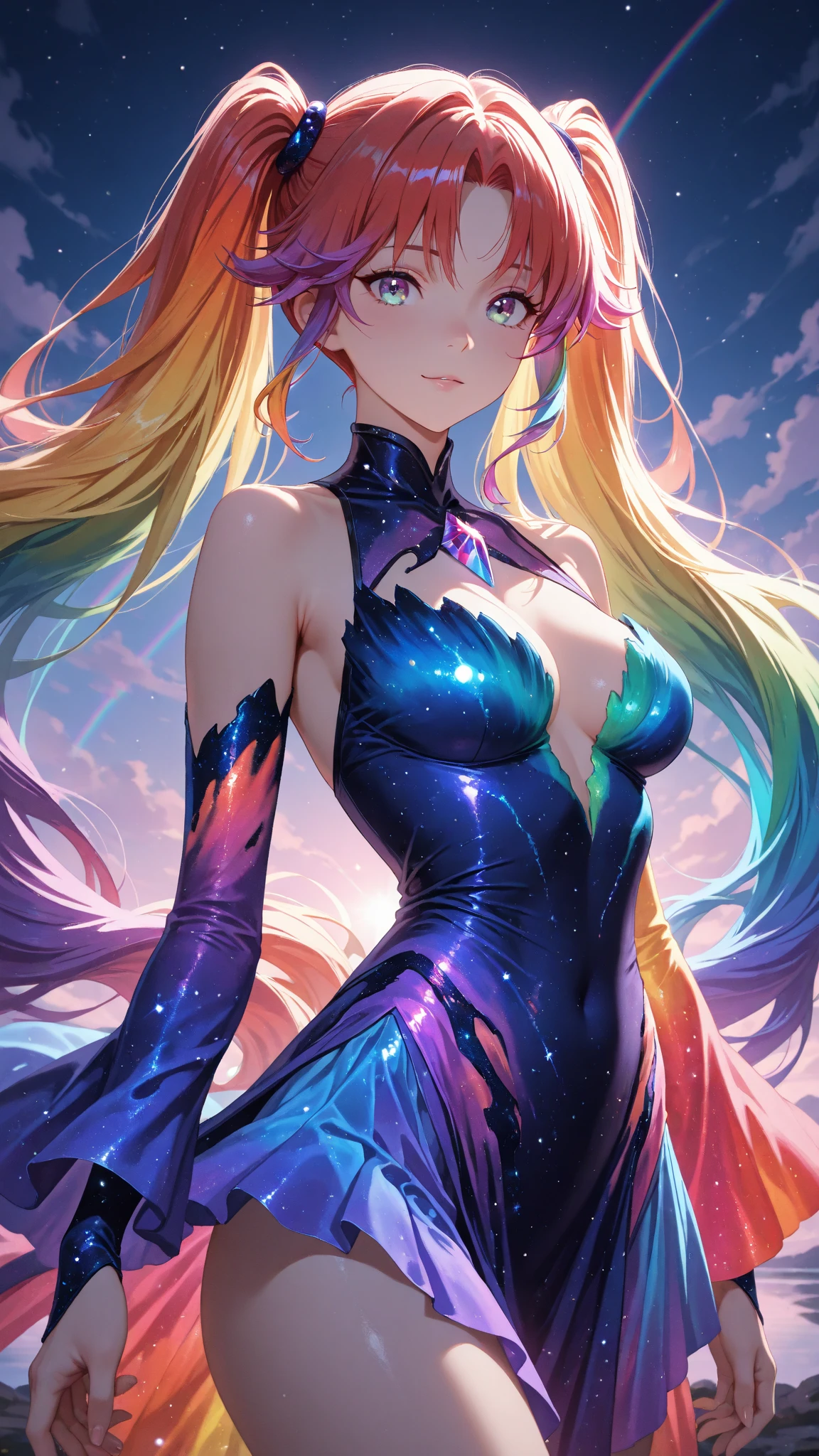 (masterpiece, best quality), best resolution, (2heads:1.5), 1girl, Woman with long light hair and bright makeup, same hair colour, braided hair, extremely thick braids, heads pressed together, heads tilted together, long skirt, uniform, anime style, extremely long hair, perfect clear face, perfect anatomy, painting of a, Vivid neon ink painting, Vibrant digital painting, Vibrant digital art, colorful art, art of alessandro pautasso, vibrant cartoon art, jen bartel, colorful digital art, Colorful paintings, Colorful Digital Painting, Hypercolor Digital Art, Vivid paintings, Full-color digital art, colourful drawing, vibrant fan art