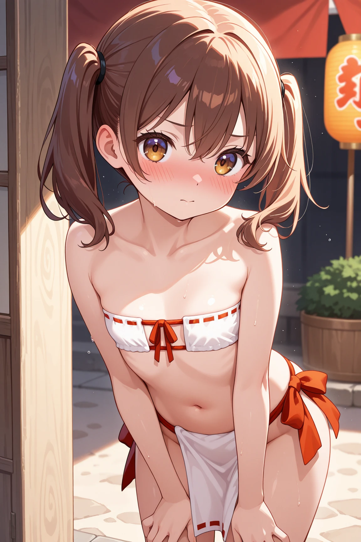 ((Brown hair)),((Braided shorthair)),((Brown eyes)),(With bangs),Slight red tide,(Rabbit ),(Revealing clothing:1.5),(bunnygirl:1.5),(striped bunny girl costume:1.2),(Rabbit tail:1.25),(paint art on the body:1.2),(Colorful and cute world view),(sexy pose:1.25),(close up of face:1.2),(black and red and white),(sexy space, Erotic atmosphere:1.25),A smile,